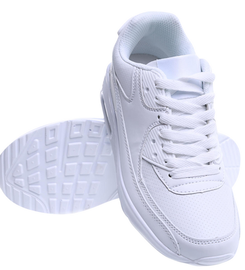 Sznurowane białe buty sportowe damskie /B1-3 15607 T538/