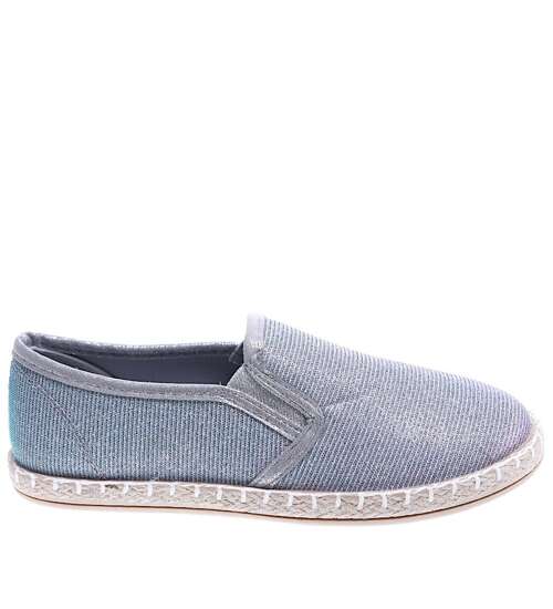 Blyszczące szare tenisówki espadryle /F2-2 15723 T0-86/