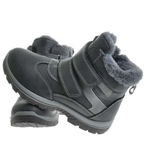 Ocieplane buty zimowe chłopięce Szare /F2-3 10242 S492/