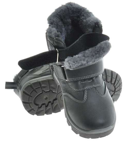 Ocieplane buty zimowe chłopięce Szare /F2-3 10242 S492/