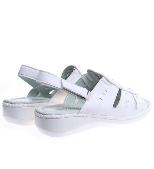 Białe sandały damskie na rzep /D8-2 14512 T245/