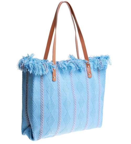 Duża niebieska parciana torba torebka Shopper Bag /H2-K24 TB546 M433/