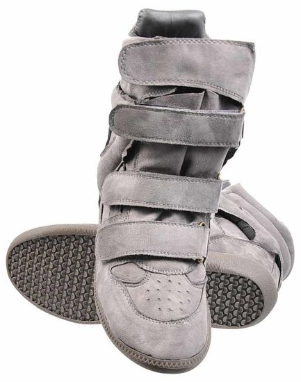 Zamszowe trampki sneakersy na koturnie SZARE /E10-2 2265 S391/