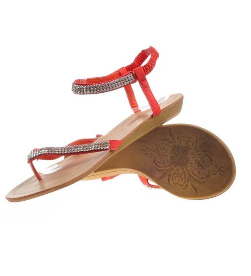 Czerwone sandały japonki z cekinami /E5-3 4718 S076/