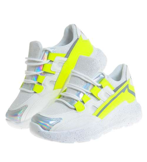 Damskie sneakersy Żółty Neon /B6-2 10097 S289/ 