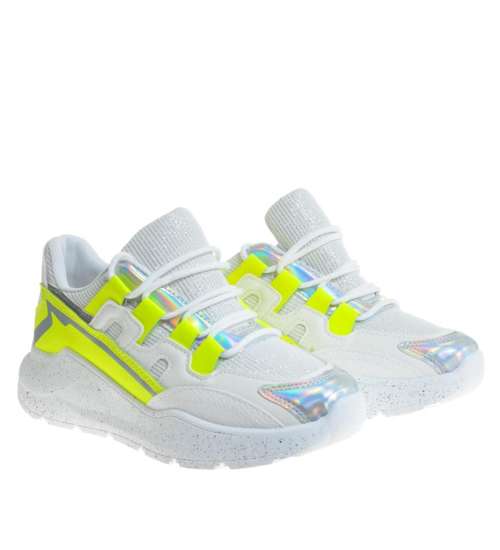 Damskie sneakersy Żółty Neon /B6-2 10097 S289/ 