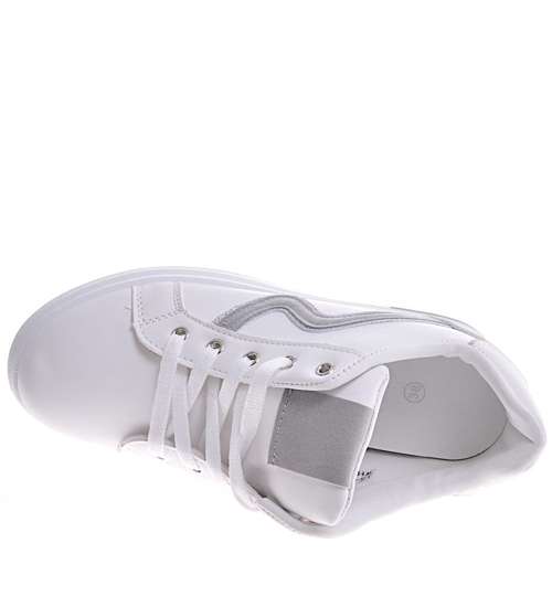Białe sneakersy na niskim koturnie /C3-2 10882 W385/