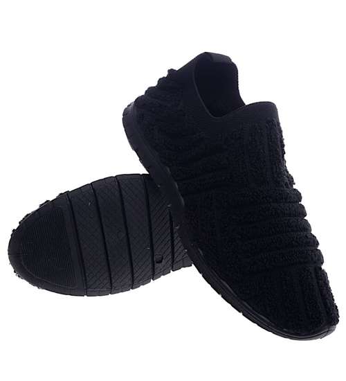 Wsuwane damskie czarne buty sportowe /F3-2 13164 S192/