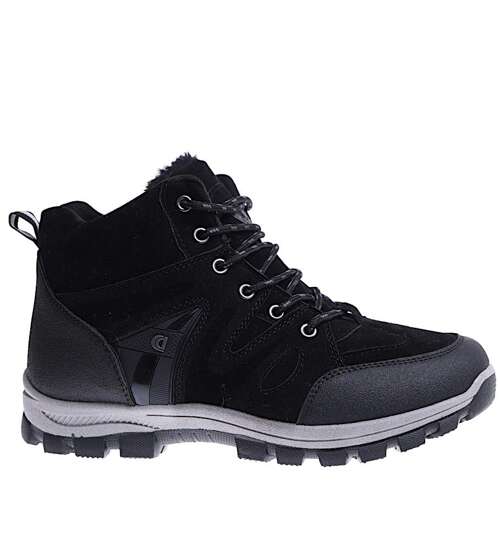 Ocieplane czarne meskie buty trekkingowe /G6-1 15253 T572/