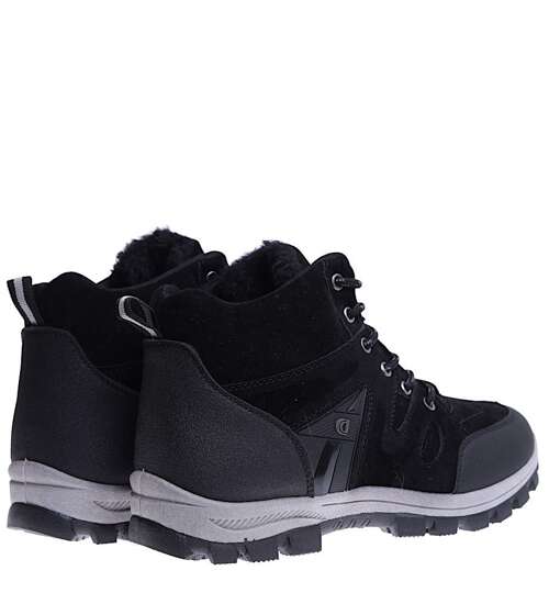 Ocieplane czarne meskie buty trekkingowe /G6-1 15253 T572/