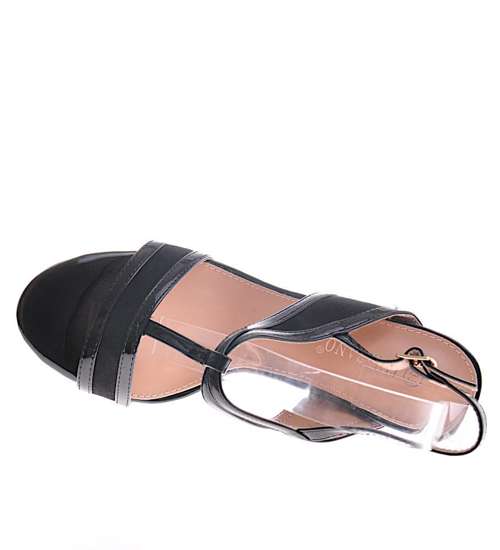 Czarne damskie sandały na szpilce /B3-2 12202 T390/