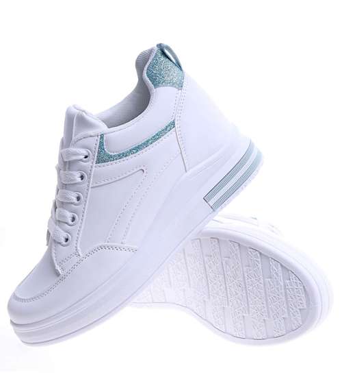 Białe trampki sneakersy na niskim koturnie /E4-3 13659 T405/