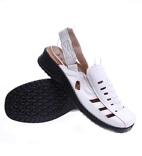 Białe sandały damskie na rzep /F7-2 14612 T190/