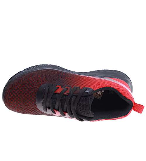 Chłopięce wiązane czarno czerwone buty sportowe /A2-2 16090  T379/