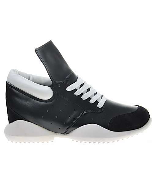 Czarne sneakersy na niskim koturnie /B2-3 9721 S190/