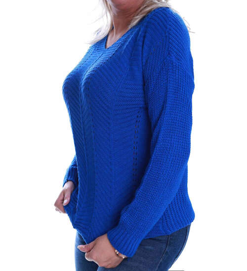 Chabrowy sweter damski z wzorkiem Size Plus /H2 A2-2 UB488 T189/