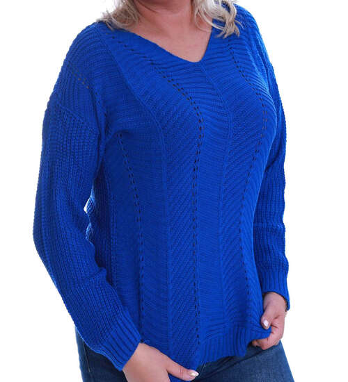 Chabrowy sweter damski z wzorkiem Size Plus /H2 A2-2 UB488 T189/