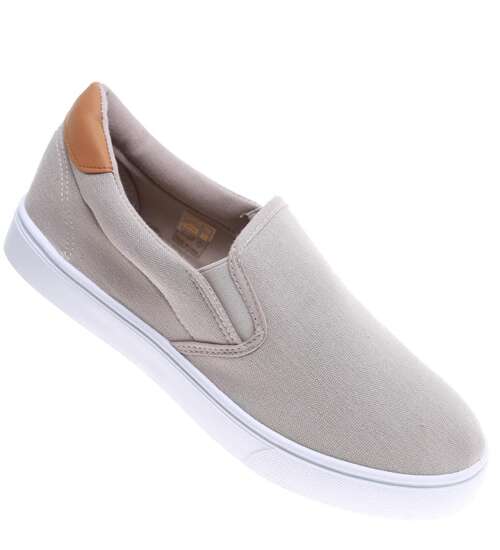 Męskie trampki slip on Khaki /B2-3 16516 T284/