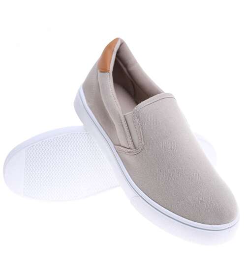 Męskie trampki slip on Khaki /B2-3 16516 T284/