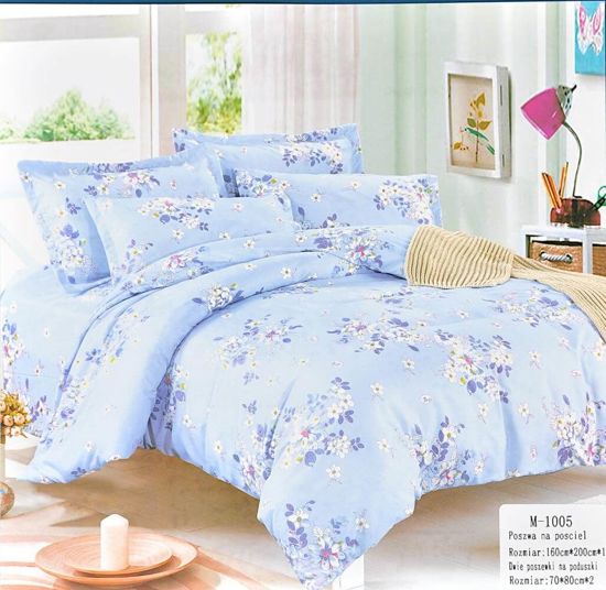 Błękitny zestaw pościeli Flower Print Home Textile /D8-2 M-1005 S2/