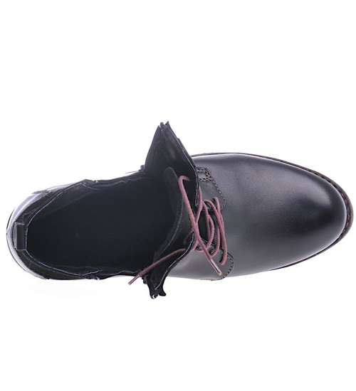 Ocieplane męskie buty sztyblety ze skóry naturalnej Czarne /E3-3 12937 220 R153/