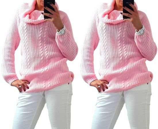 Różowy sweter z golfem /D8-1 Cx112 M212/