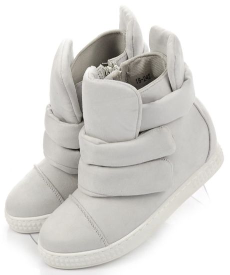 Trampki sneakersy na niskim koturnie /D9-3 Ae221 S420/ Grey