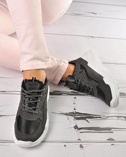 Sportowe buty damskie na masywnej podeszwie BLACK /F6-3 3632 S2/