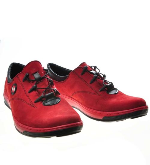 Sportowe buty męskie z naturalnej skóry zamszowej Czerwone /D5-3 651 kol1030 S110/