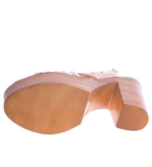 Różowe sandały damskie na słupku i platformie /F5-3 8878 S207/