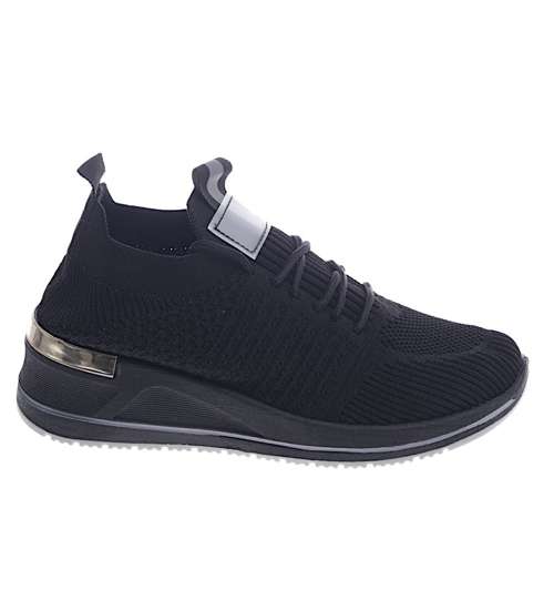 Czarne trampki sneakersy na koturnie /B2-2 13201 T395/
