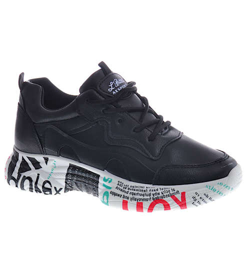 Sznurowane czarne buty sportowe OST266