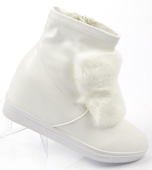 Białe sneakersy na średnim koturnie /E10-2 Ae150 t512/ 