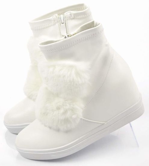 Białe sneakersy na średnim koturnie /E10-2 Ae150 t512/ 