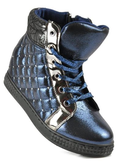 Granatowe trampki sneakersy na niskim koturnie /xxx 3654 S194/