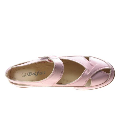 Przewiewne sandały damskie z rzepem Różowe /A5-3 5108 Ga98/