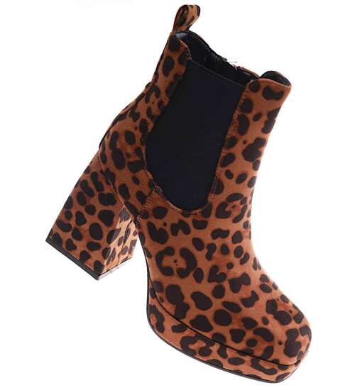 Botki damskie na platformie Leopard /A4-1 16842 G382/