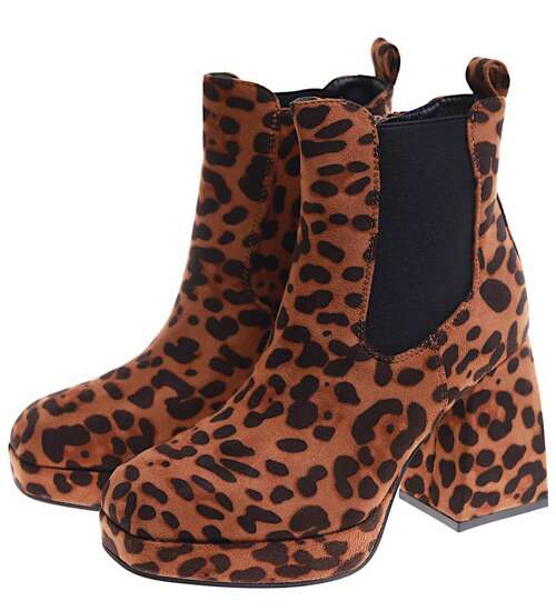 Botki damskie na platformie Leopard /A4-1 16842 G382/