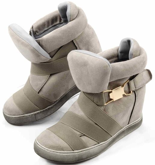 Wkładane trampki damskie na koturnie- sneakersy /D9-3 Ae250 S326/ Grey