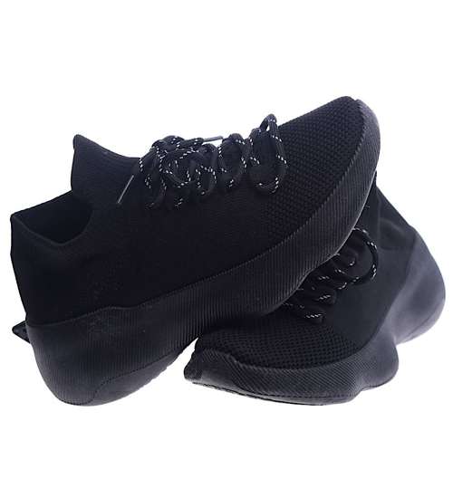 Czarne buty sportowe na niskim koturnie i platformie /A6-3 13512 T236/
