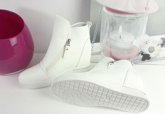 Białe trampki sneakersy na koturnie /E9-1 Ac38 S625/ 