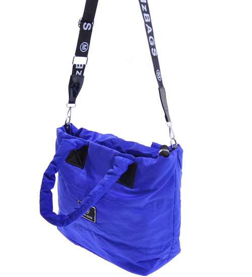 Duża torebka shopper bag na ramię Niebieska F/B /H2-K15 TB369 M493/