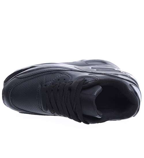 Sznurowane czarne buty sportowe damskie /F7-3 15608 T538/