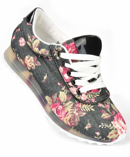 Sznurowane damskie buty w kwiaty /E3-2 3244 S191/