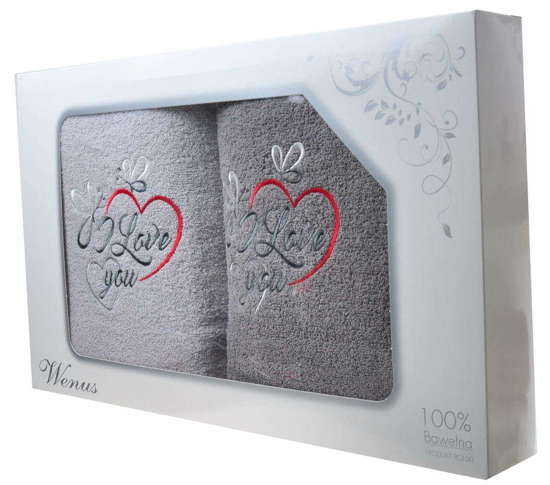 Prezent na Walentynki- zestaw ręczników I Love You 70x140 /F4-2 WN-10 S329/
