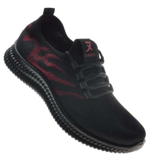 Wsuwane sportowe obuwie męskie Black-Red /C7-2 9132 S275/
