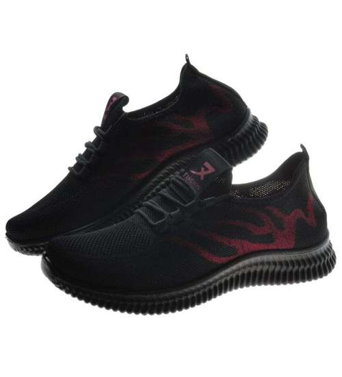 Wsuwane sportowe obuwie męskie Black-Red /C7-2 9132 S275/