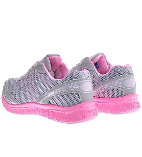 Lekkie buty sportowe L Grey- Pink /D7-2 11237 S204/