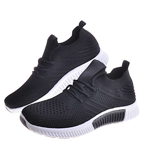 Wsuwane czarne buty sportowe /E6-2 12088 T297/