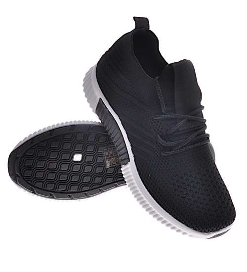 Wsuwane czarne buty sportowe /E6-2 12088 T297/